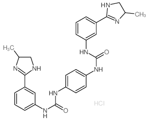 Urea,N,N''-1,4-phenylenebis[N'-[3-(4,5-dihydro-4-methyl-1H-imidazol-2-yl)phenyl]-,dihydrochloride (9CI) Structure