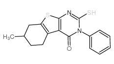 2-疏基-7-甲基-3-苯基-5,6,7,8-四氢-3H-苯并[4,5]噻吩并[2,3-d]嘧啶-4-酮图片