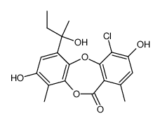4-Chloro-3,8-dihydroxy-6-(1-hydroxy-1-methylpropyl)-1,9-dimethyl-11H-dibenzo[b,e][1,4]dioxepin-11-one结构式