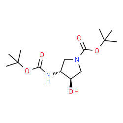 (3R,4R)-3-((叔丁氧基羰基)氨基)-4-羟基吡咯烷-1-羧酸叔丁酯结构式