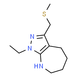 Pyrazolo[3,4-b]azepine, 1-ethyl-1,4,5,6,7,8-hexahydro-3-[(methylthio)methyl]- (9CI) picture