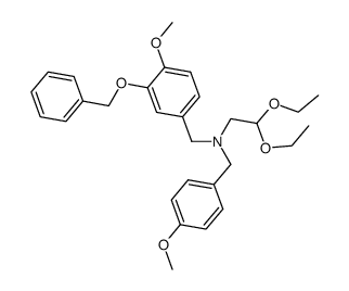 N-(3-benzyloxy-4-methoxybenzyl)-N-4-methoxybenzylaminoacetaldehyde diethyl acetal结构式