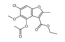 4-Acetoxy-6-chloro-5-methoxy-2-methyl-benzofuran-3-carboxylic acid ethyl ester结构式