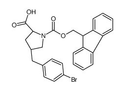 (4R)-4-(4-Bromobenzyl)-1-[(9H-fluoren-9-ylmethoxy)carbonyl]-L-pro line结构式