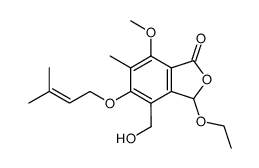 3-Ethoxy-4-(hydroxymethyl)-7-methoxy-6-methyl-5-((3-methyl-2-butenyl)oxy)-1(3H)-isobenzofuranon结构式