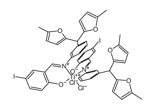 bis(N-(5-iodosalicylidene)-3-[bis(5-methyl-2-furyl)methyl]aniline)titanium(IV) dichloride Structure