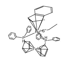 [(η5-indenyl)Ru(1,1'-bis(diphenylphosphanyl)ferrocene)(EtS)]结构式