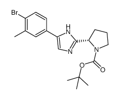 (S)-2-[4-(4-Bromo-3-methyl-phenyl)-1H-imidazol-2-yl]-pyrrolidine-1-carboxylic acid tert-butyl ester Structure