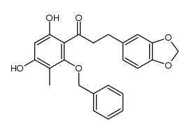 3-(1,3-benzodioxol-5-yl)-1-(2-benxyloxy-4,6-dihydroxy-3-methylphenyl)propan-1-on Structure