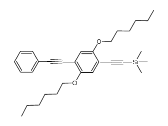 (2-(2,5-bis(hexyloxy)-4-(2-phenylethynyl)phenyl)ethynyl)trimethylsilane结构式