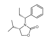 (S)-4-isopropyl-3-((R)-1-phenylpropyl)oxazolidin-2-one Structure