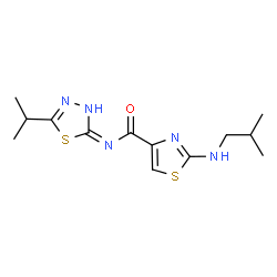 2-[(2-methylpropyl)amino]-N-[(2E)-5-(propan-2-yl)-1,3,4-thiadiazol-2(3H)-ylidene]-1,3-thiazole-4-carboxamide结构式