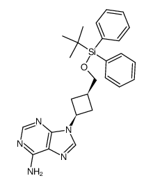 9-<3β-(((tert-butyl)diphenylsilyloxy)methyl)cyclobut-1β-yl>-9H-purin-6-amine结构式