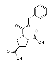 N-(benzyloxycarbonyl)-trans-4-carboxy-L-proline结构式