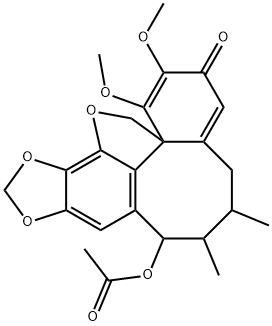 3H,14H-Benzo[1,8]cycloocta[1,2,3-cd][1,3]dioxolo[4,5-g]benzofuran-3-one, 8-(acetyloxy)-5,6,7,8-tetrahydro-1,2-dimethoxy-6,7-dimethyl- (9CI) picture
