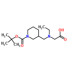 N-Ethyl-N-[(1-{[(2-methyl-2-propanyl)oxy]carbonyl}-3-piperidinyl)methyl]glycine结构式