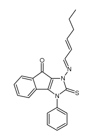 1-((E)-hex-2-en-1-ylideneamino)-3-phenyl-2-thioxo-2,3-dihydroindeno[1,2-d]imidazol-8(1H)-one结构式