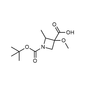 1-(叔丁氧基羰基)-3-甲氧基-2-甲基氮杂环丁烷-3-羧酸结构式