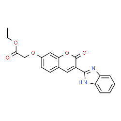 ethyl 2-((3-(1H-benzo[d]imidazol-2-yl)-2-oxo-2H-chromen-7-yl)oxy)acetate结构式