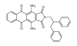4,11-diamino-2-(2,3-diphenylpropyl)-1H-naphth(2,3-f]isoindole-1,3,5,10(2H)-tetrone structure