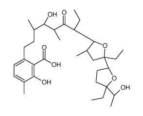 6-[(3R,4S,5S,7R)-7-[(2S,3S,5S)-5-ethyl-5-[(2R,5S)-5-ethyl-5-[(1R)-1-hydroxyethyl]oxolan-2-yl]-3-methyloxolan-2-yl]-4-hydroxy-3,5-dimethyl-6-oxononyl]-2-hydroxy-3-methylbenzoic acid Structure
