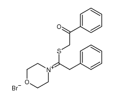 4-(1-((2-oxo-2-phenylethyl)thio)-2-phenylethylidene)morpholin-4-ium bromide Structure