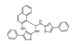 1-[bis[(4-phenyl-1,3-thiazol-2-yl)amino]methyl]naphthalen-2-ol结构式