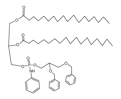 (2S)-3-(((2,3-bis(benzyloxy)propoxy)(phenylamino)phosphoryl)oxy)propane-1,2-diyl distearate结构式