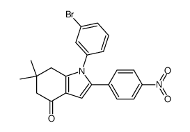 6,6-dimethyl-2-(4-nitrophenyl)-1-(3-bromophenyl)-1,5,6,7-tetrahydroindol-4-one结构式
