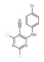 5-Pyrimidinecarbonitrile,4-[(4-bromophenyl)amino]-2,6-dichloro-结构式