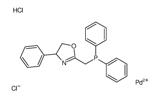 dichloropalladium,diphenyl-[(4-phenyl-4,5-dihydro-1,3-oxazol-2-yl)methyl]phosphanium结构式