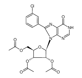 2',3',5'-tri-O-acetyl-8-(3-chlorophenyl)inosine Structure