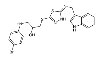 1-[(4-bromophenyl)amino]-3-[[5-(1H-indol-3-ylmethylamino)-1,3,4-thiadi azol-2-yl]sulfanyl]propan-2-ol结构式