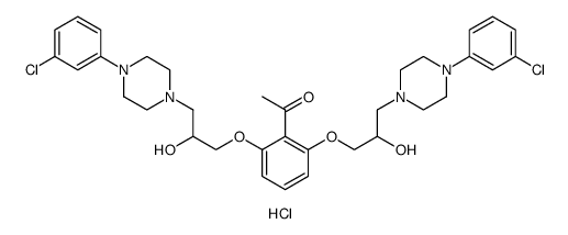 Ethanone, 1-[2,6-bis[3-[4-(3-chlorophenyl)-1-piperazinyl]-2-hydroxypropoxy]phenyl]-, tetrahydrochloride Structure