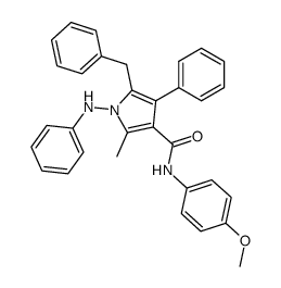 5-Benzyl-2-methyl-4-phenyl-1-phenylamino-1H-pyrrole-3-carboxylic acid (4-methoxy-phenyl)-amide Structure