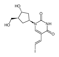 1-(3-hydroxy-4-(hydroxymethyl)cyclopentyl)-5-(2-iodovinyl)-2,4-(1H,3H)-pyrimidinedione结构式