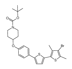 N-tert-butoxycarbonyl-4-[4-[5-(3,5-dimethyl-4-bromothiophen-2-yl)thiophen-2-yl]phenoxy]piperidine结构式