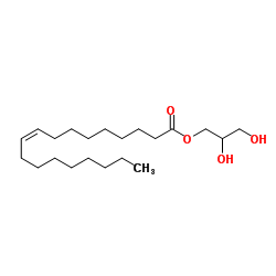 9-Octadecenenoic acid (Z)-, 2,3-dihydroxypropyl ester Structure