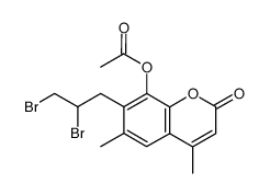 8-acetoxy-7-(2',3'-dibromopropyl)-4,6-dimethylcoumarin Structure