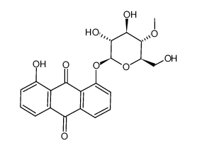 8-hydroxy-1-(4'-O-methyl-1β-O-D-glucopyranosyloxy)anthraquinone结构式