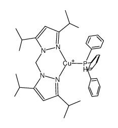 [(bis(3,5-diisopropyl-1-pyrazolyl)methane)Cu(PPh3)](1+) Structure