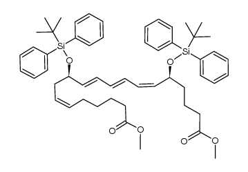 (5S,6Z,8E,10E,12R,14Z)-dimethyl 5,12-bis((tert-butyldiphenylsilyl)oxy)icosa-6,8,10,14-tetraenedioate Structure