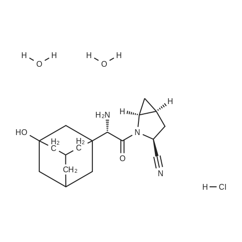 (1S,3S,5S)-2-[(2S)-2-amino-2-[(7S)-3-hydroxy-1-adamantyl]acetyl]-2-azabicyclo[3.1.0]hexane-3-carbonitrile,dihydrate,hydrochloride Structure