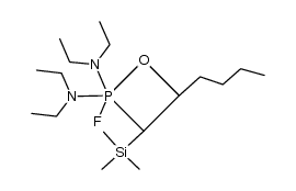 4-butyl-N,N,N',N'-tetraethyl-2-fluoro-3-(trimethylsilyl)-1,2l5-oxaphosphetane-2,2-diamine结构式