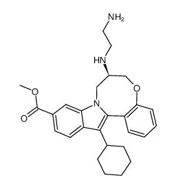(R)-Methyl 7-((2-aminoethyl)amino)-14-cyclohexyl-7,8-dihydro-6H-benzo[2,3][1,5]oxazocino[5,4-a]indole-11-carboxylate结构式