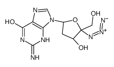 2-amino-9-[(2R,4S,5R)-5-azido-4-hydroxy-5-(hydroxymethyl)oxolan-2-yl]-3H-purin-6-one Structure