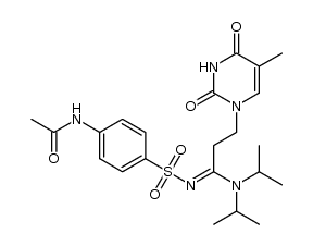 (E)-N1,N1-diisopropyl-N2-(4-acetoamidobenzene-1-sulfonyl)-3-(5-methyl-2,4-dioxo-3,4-dihydropyrimidin-1(2H)-yl)propanamidine Structure