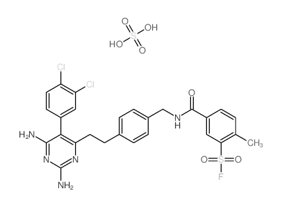 5-[[4-[2-[2,6-diamino-5-(3,4-dichlorophenyl)pyrimidin-4-yl]ethyl]phenyl]methylcarbamoyl]-2-methyl-benzenesulfonyl fluoride; sulfuric acid结构式