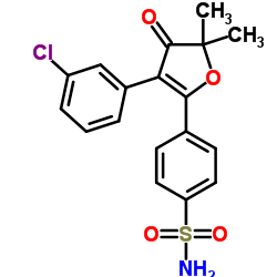 4-(3-(3-chlorophenyl)-5,5-dimethyl-4-oxo-4,5-dihydrofuran-2-yl)benzenesulfonamide结构式