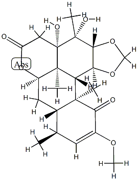 13,14-Dihydroxy-2-methoxy-11α,12β-methylenebis(oxy)picras-2-ene-1,16-dione结构式